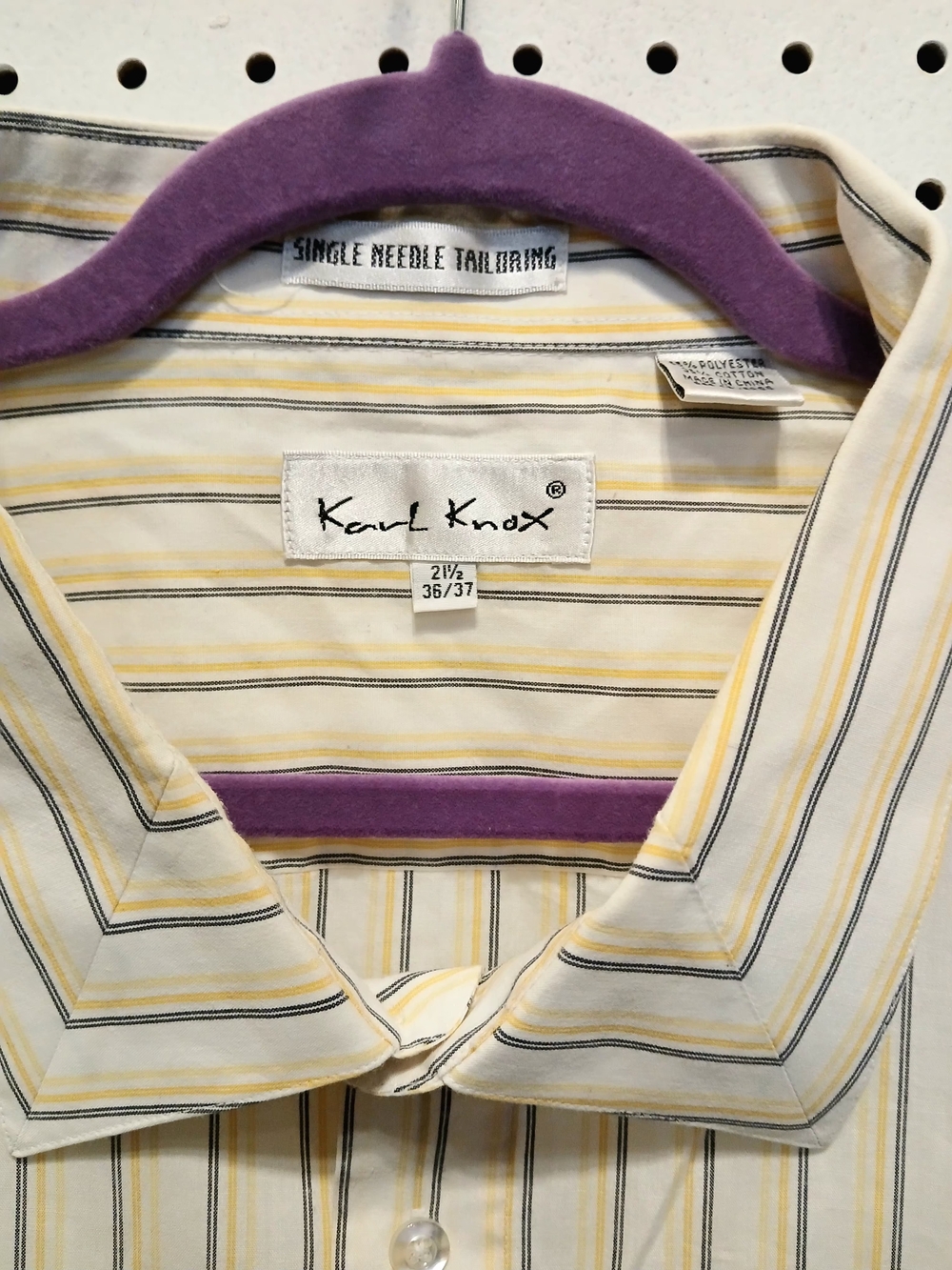 Karl Knox Men's Yellow Stripe Casual Button-Down Shirt